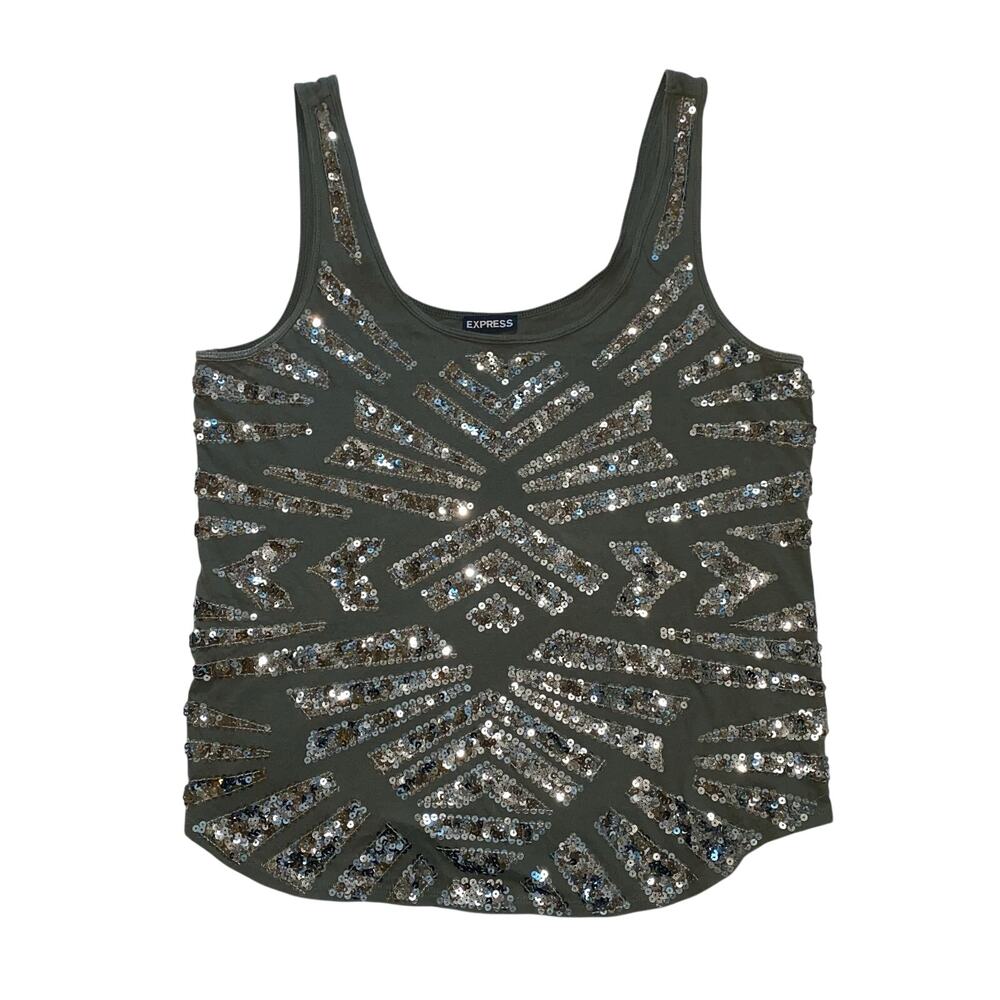 2015 Express Sequin Pattern Tank Top, 60% Cotton, Women's Medium